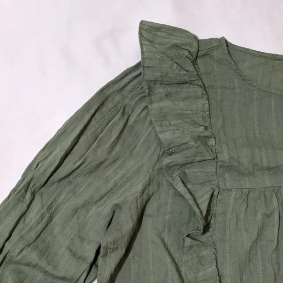 Loft Ruffle Cropped Blouse, Color Olive Green Size L - Picture 7 of 16
